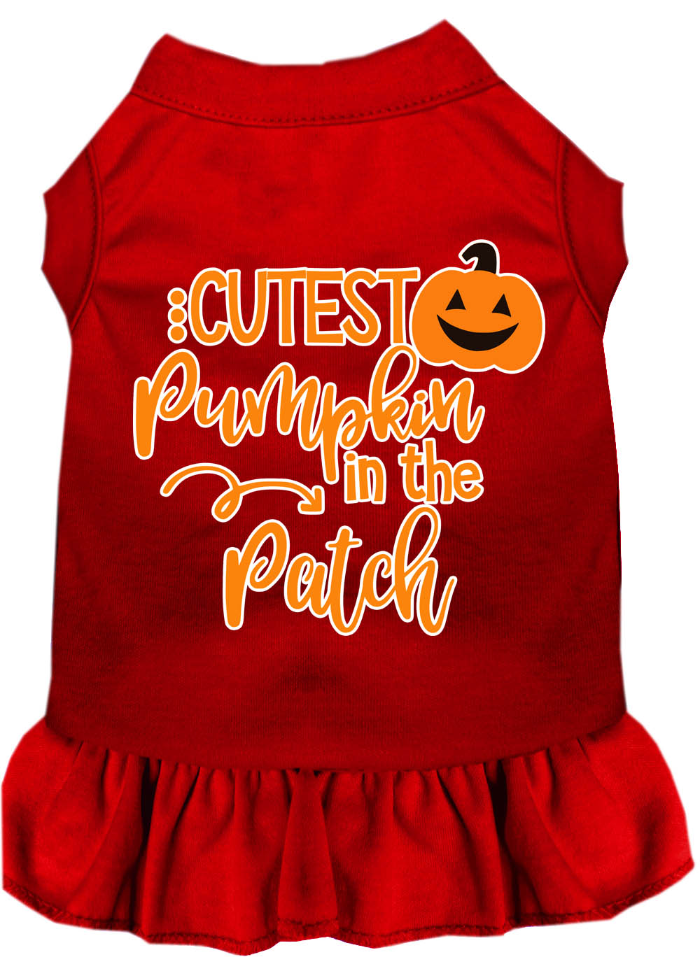 Cutest Pumpkin in the Patch Screen Print Dog Dress Red Med